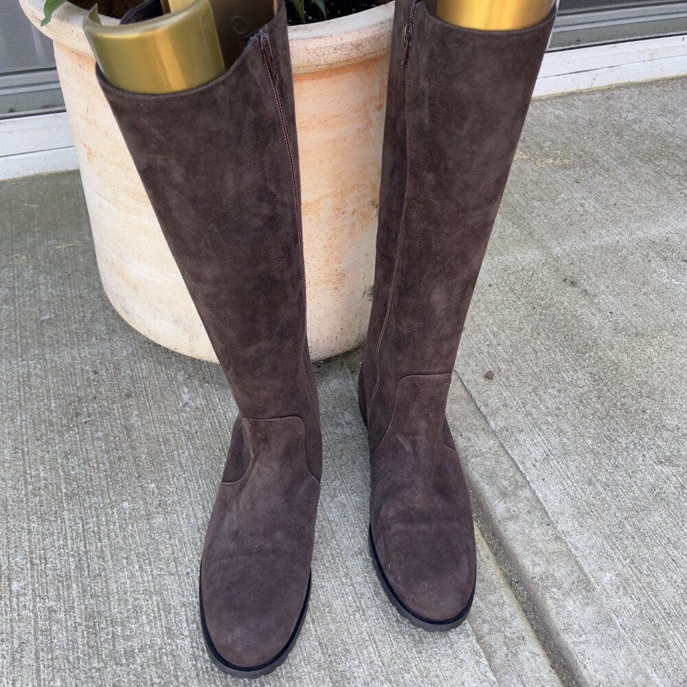 Used Davis Gomma Suede leather Brown boots - Size 40; Made in Italy